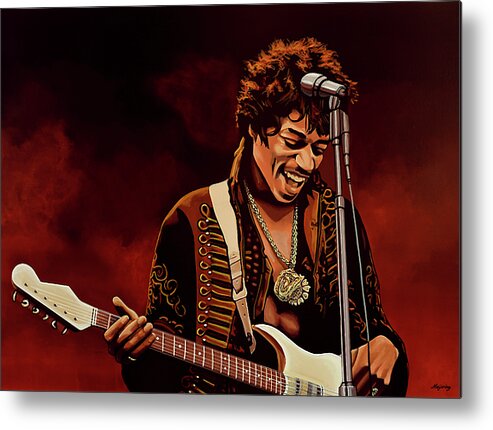 Jimi Hendrix Metal Print featuring the painting Jimi Hendrix Painting by Paul Meijering