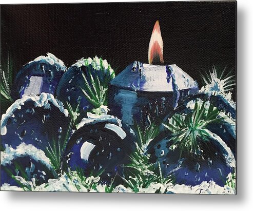 Christmas Metal Print featuring the painting Blue Christmas by Sharon Duguay