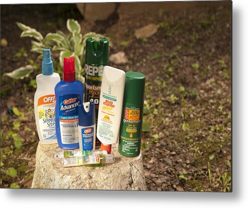 Insect Metal Print featuring the photograph Insect Repellent Lotions and Bug Sprays by Lokibaho