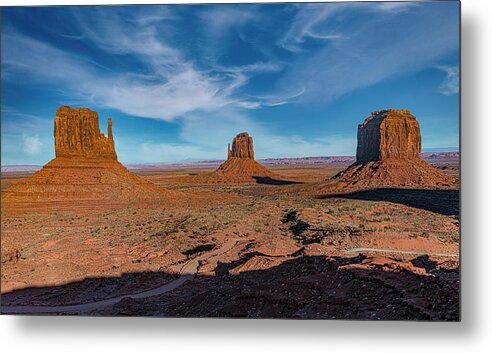 © 2017 Lou Novick All Rights Reversed Metal Print featuring the photograph The Mittens and Merrick Butte by Lou Novick