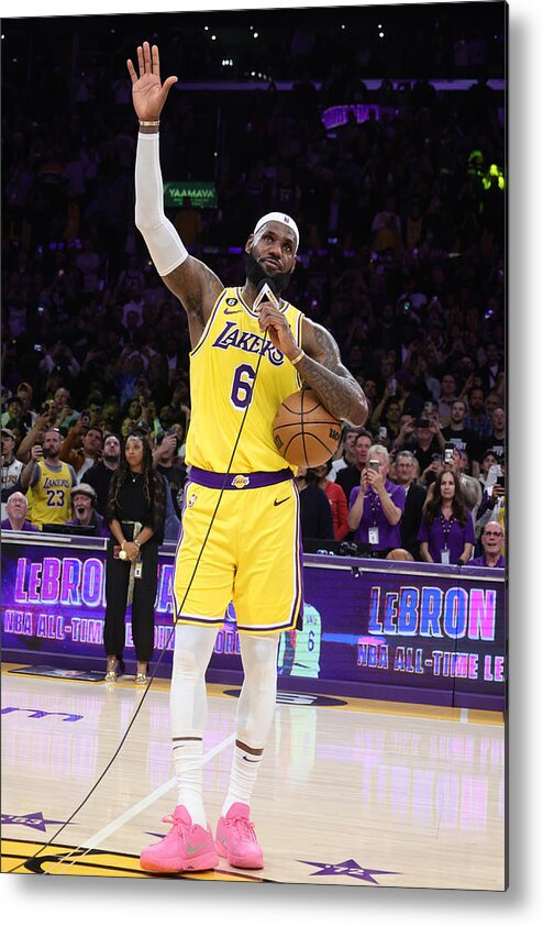 Lebron James Metal Print featuring the photograph Kareem Abdul-jabbar and Lebron James #18 by Nathaniel S. Butler