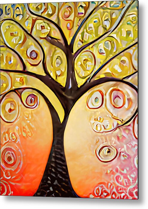 Tree Of Life Metal Print featuring the painting Tree Of Life #3 by Mounir Khalfouf