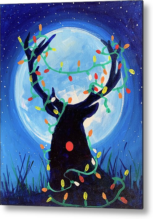 Deer Metal Print featuring the painting Merry Deer by Michele Fritz