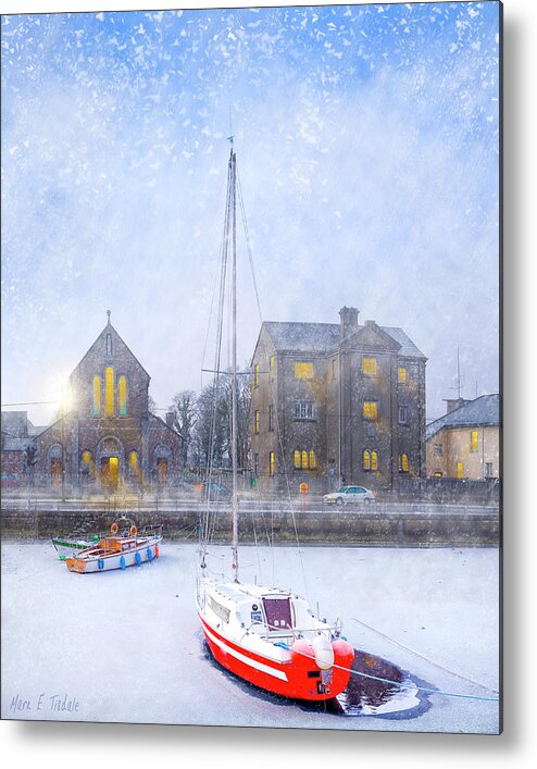 Galway Metal Print featuring the photograph Snow Falling On The Claddagh Church - Galway by Mark E Tisdale