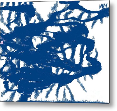 Coronavirus Metal Print featuring the painting Blue Sponged Splatter Abstract Art Painting by Joseph Baril