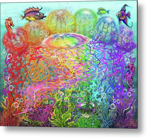 Rainbow Metal Print featuring the digital art Rainbow Jellyfishes by Kevin Middleton