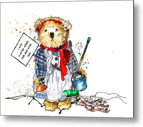 Bear Metal Print featuring the painting I Hate 4 Letter Words by Miki De Goodaboom