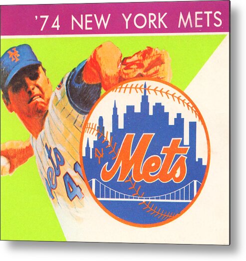 New York Metal Print featuring the mixed media 1974 New York Mets Art by Row One Brand