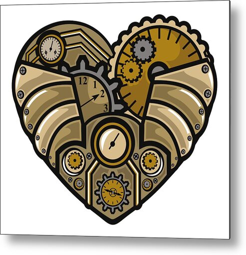 Steampunk Metal Print featuring the digital art Steampunk Heart by Long Shot