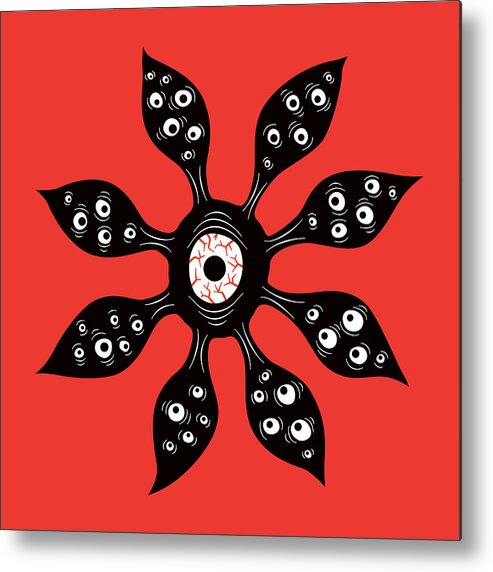 Witch Metal Print featuring the digital art Eye Monster Witchy Weird Art by Boriana Giormova