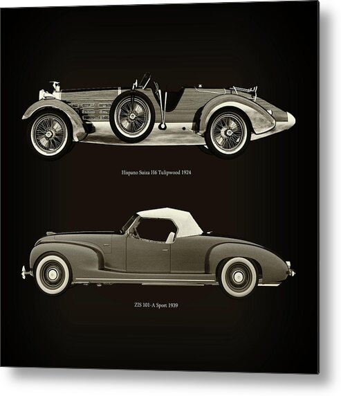 Hispano Metal Print featuring the photograph Hispano Suiza H6 Tulipwood 1924 and ZIS 101-A Sport 1939 by Jan Keteleer
