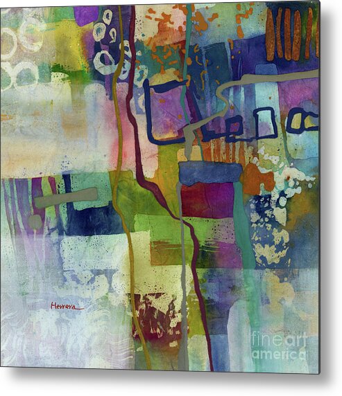 Abstract Metal Print featuring the painting Vintage Atelier - Magenta by Hailey E Herrera