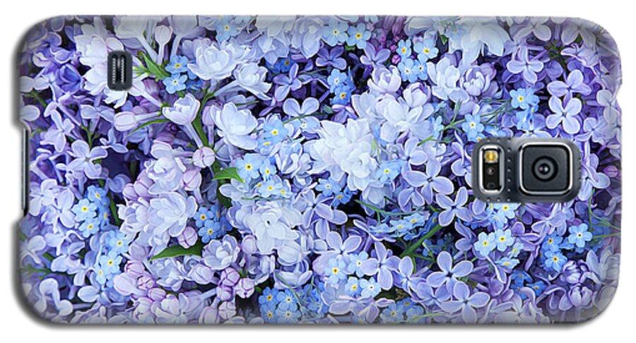 Face Mask Galaxy S5 Case featuring the photograph Lilacs And Forget Me Nots by Theresa Tahara
