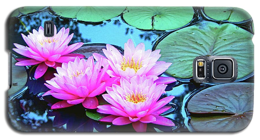 Nature Galaxy S5 Case featuring the photograph Pink Waterlilies Horizontal 300			 by Sharon Williams Eng