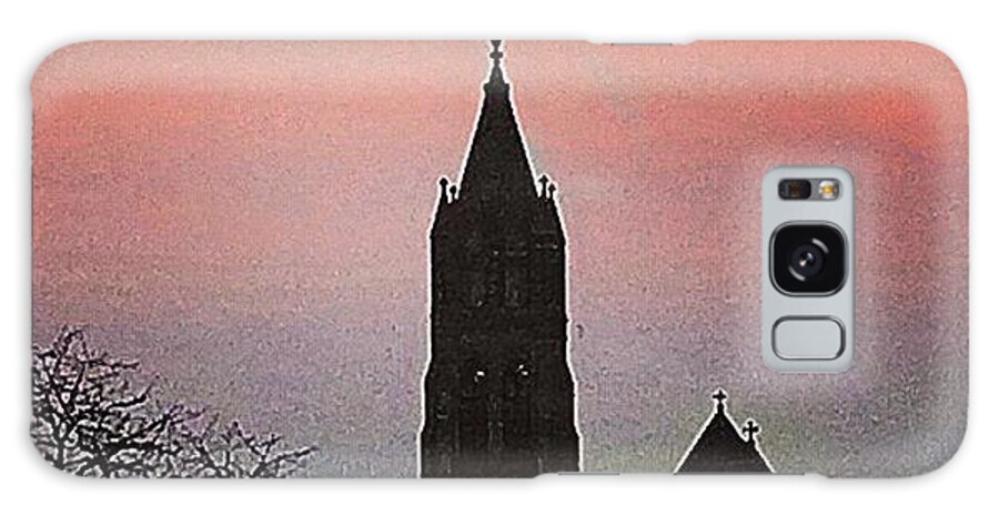 Industrial Galaxy Case featuring the photograph The Evening Moon Glows Above A Church by Michael Comerford