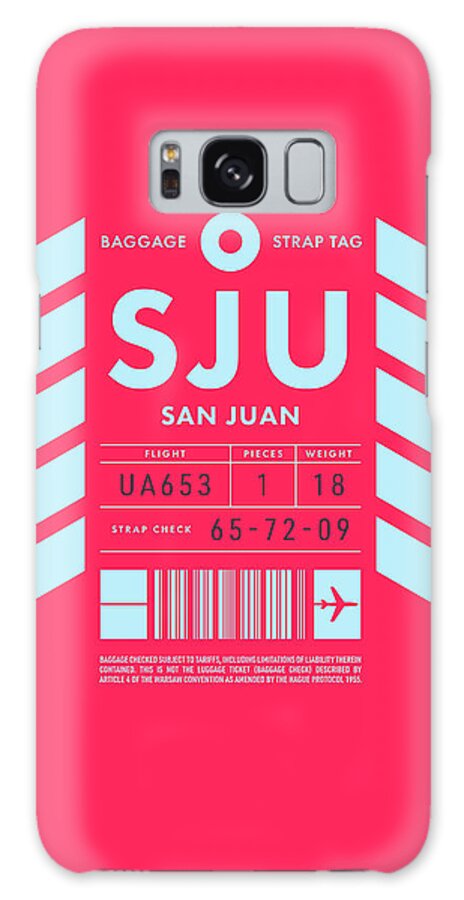 Airline Galaxy Case featuring the digital art Luggage Tag D - SJU San Juan Puerto Rico by Organic Synthesis