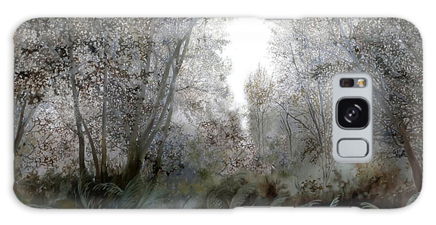Wood Galaxy Case featuring the painting Nebbia Nel Bosco by Guido Borelli