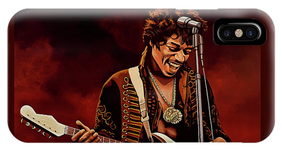 Jimi Hendrix iPhone X Case featuring the painting Jimi Hendrix Painting by Paul Meijering