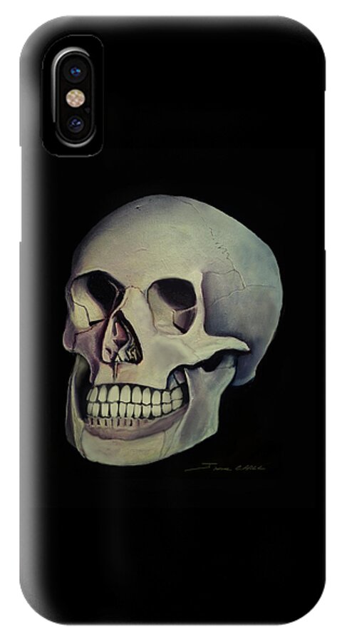 Copyright 2015 James Christopher Hill iPhone X Case featuring the painting Medical Skull by James Hill