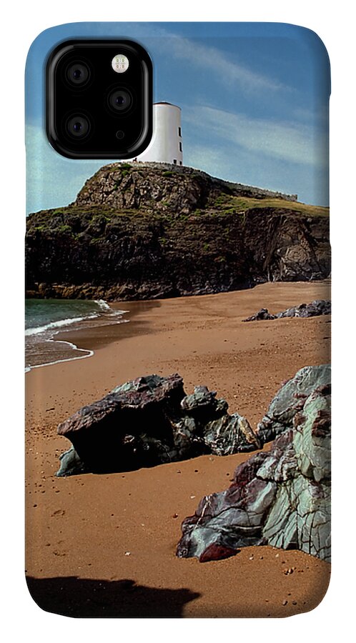 Landscape iPhone 11 Case featuring the photograph Twr Mawr on Ynys Llanddwyn by Peter OReilly