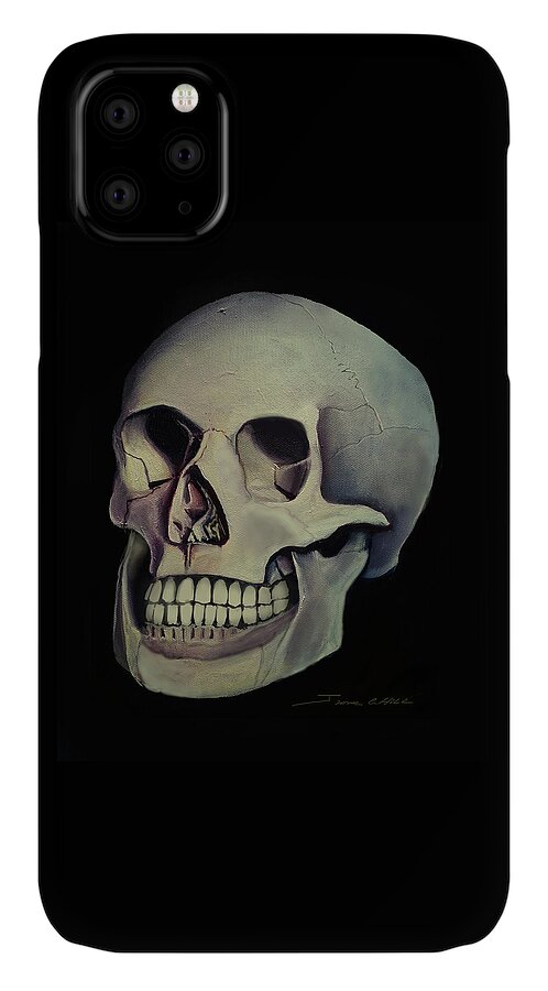 Copyright 2015 James Christopher Hill iPhone 11 Case featuring the painting Medical Skull by James Hill