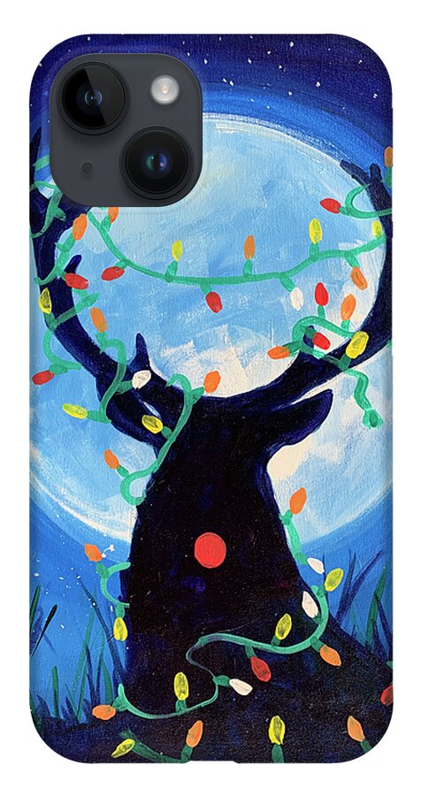 Deer iPhone 14 Case featuring the painting Merry Deer by Michele Fritz