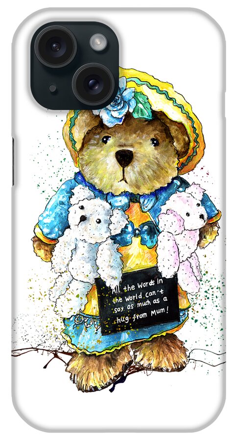 Bear iPhone Case featuring the painting A Hug From Mum by Miki De Goodaboom