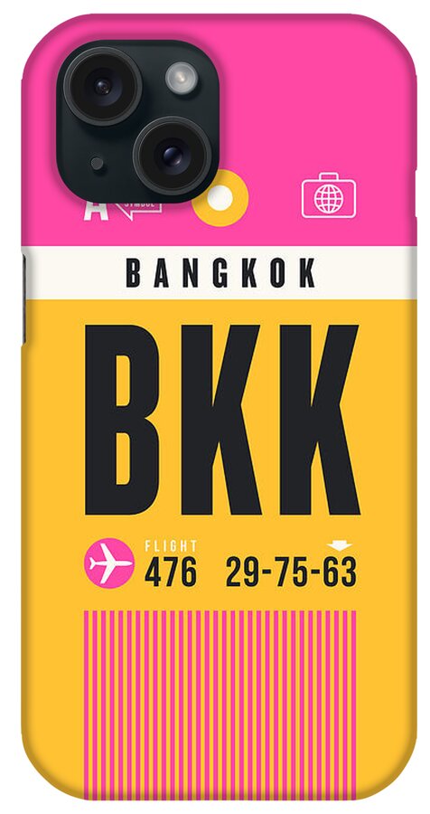 Airline iPhone Case featuring the digital art Luggage Tag A - BKK Bangkok Thailand by Organic Synthesis