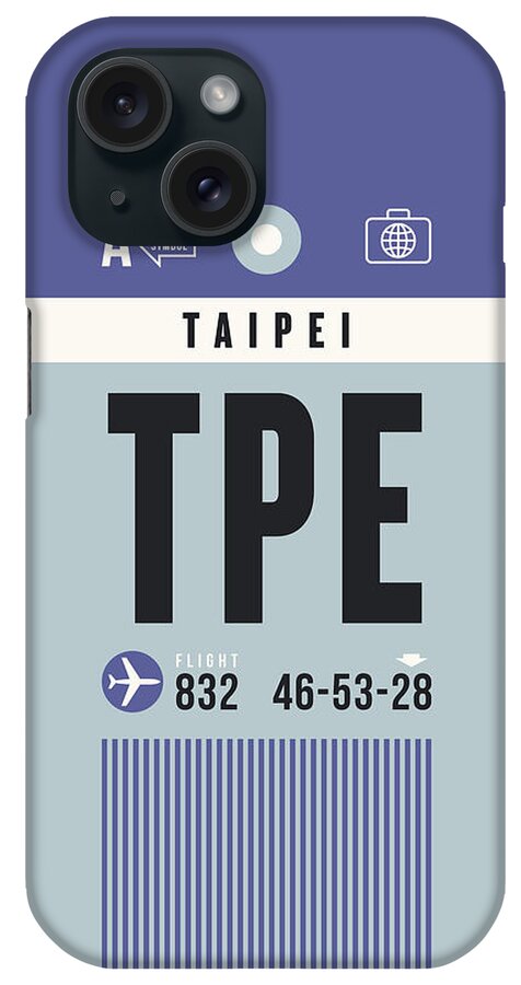 Airline iPhone Case featuring the digital art Luggage Tag A - TPE Taipei Taiwan by Organic Synthesis