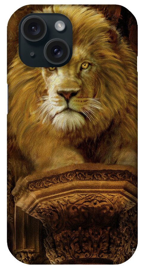 Lion iPhone Case featuring the digital art King Eternal by Constance Woods