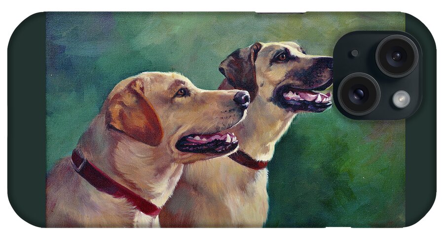 Labrador Retrievers iPhone Case featuring the painting Faithful Friends #1 by Laurie Snow Hein