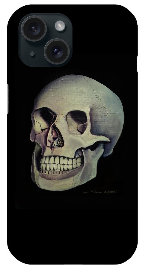 Copyright 2015 James Christopher Hill iPhone Case featuring the painting Medical Skull by James Hill