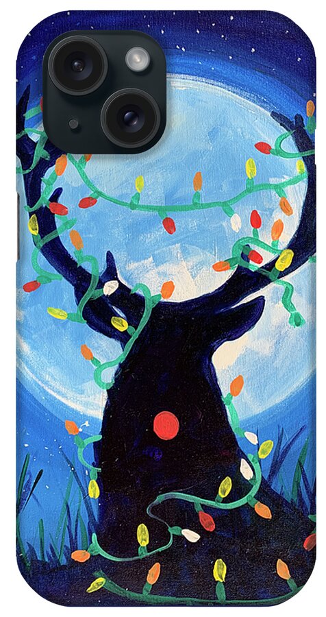 Deer iPhone Case featuring the painting Merry Deer by Michele Fritz