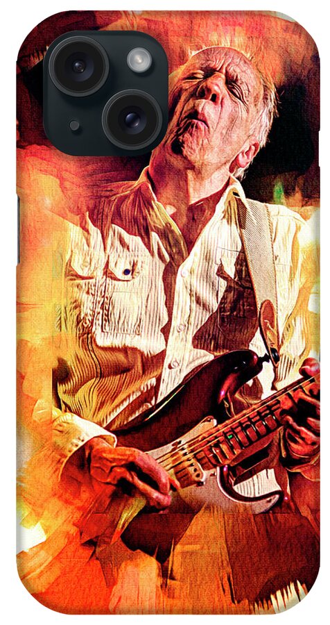Robin Trower iPhone Case featuring the mixed media Robin Trower Guitar Maestro by Mal Bray