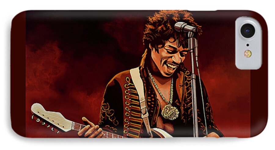 Jimi Hendrix iPhone 7 Case featuring the painting Jimi Hendrix Painting by Paul Meijering