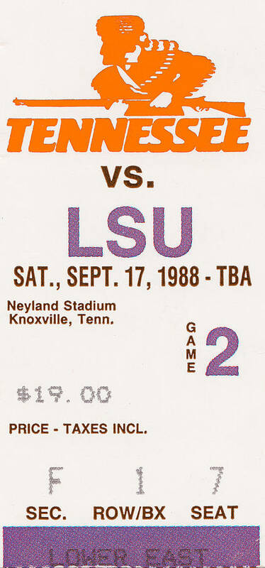 Lsu Poster featuring the mixed media 1988 Tennessee vs. LSU by Row One Brand