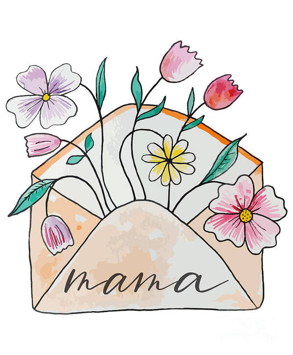 Hand Drawn Poster featuring the drawing Mama And Babe Flower Mommy And Me Mom And Baby Gift For Mom Mothers Day Gift New Mom Shirt, Matching by Mounir Khalfouf