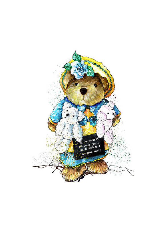 Bear Poster featuring the painting A Hug From Mum by Miki De Goodaboom