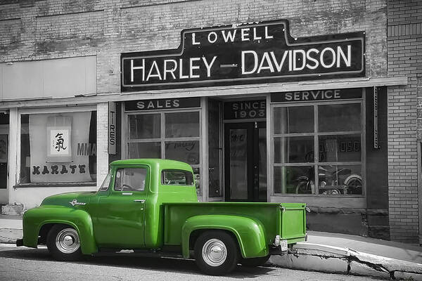 Ford Poster featuring the photograph Ford Truck at Lowell Harley Davidson by Bonny Puckett