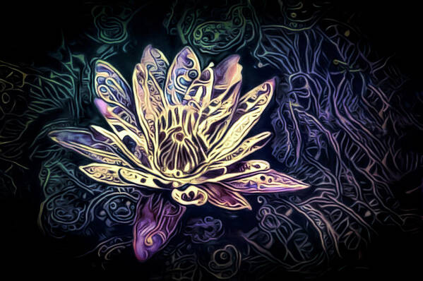Lotus Flower In River Poster featuring the pastel Lotus from the Mud by Susan Maxwell Schmidt