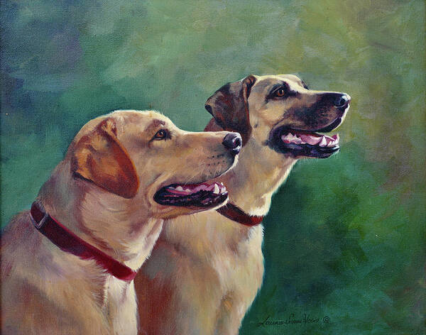 Labrador Retrievers Poster featuring the painting Faithful Friends #1 by Laurie Snow Hein