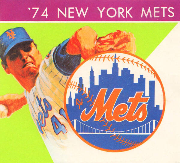 New York Poster featuring the mixed media 1974 New York Mets Art by Row One Brand