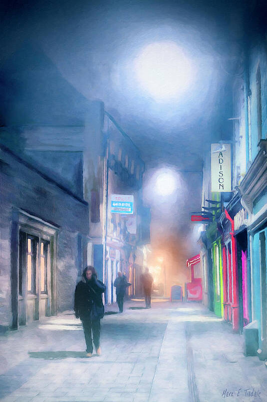 Galway Art Print featuring the photograph Foggy Night in the Heart of Galway by Mark E Tisdale