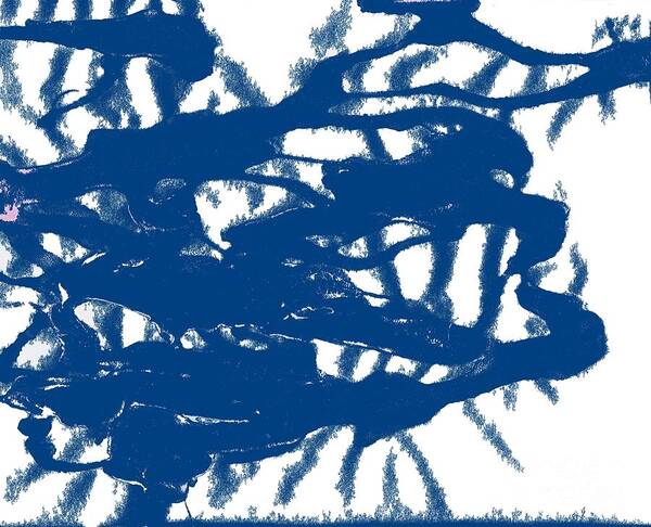 Coronavirus Art Print featuring the painting Blue Sponged Splatter Abstract Art Painting by Joseph Baril
