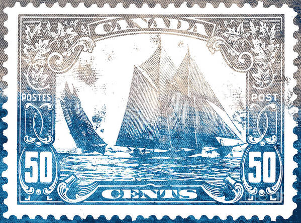 Bluenose Art Print featuring the drawing Classic Bluenose Canadian stamp by Mounir Khalfouf
