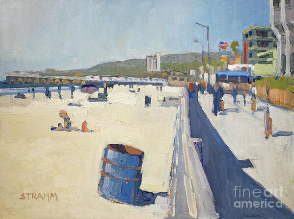 Crystal Pier Art Print featuring the painting Pier View - Pacfic Beach, San Diego, California by Paul Strahm