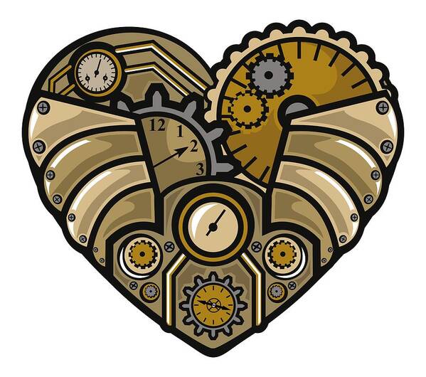 Steampunk Art Print featuring the digital art Steampunk Heart by Long Shot