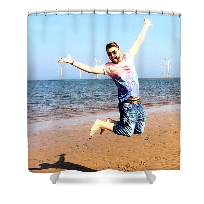 Redcar Shower Curtain featuring the photograph Day At The Beach. Fun In The Sun! by Michael Comerford
