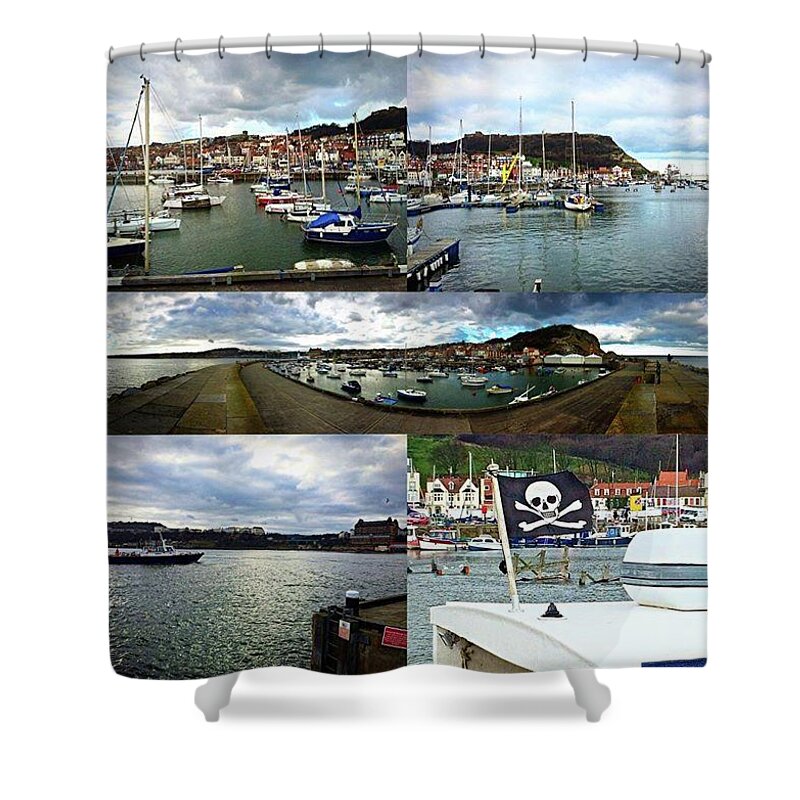 Beautiful Shower Curtain featuring the photograph #scarborough #harbour #seaside #sea by Michael Comerford