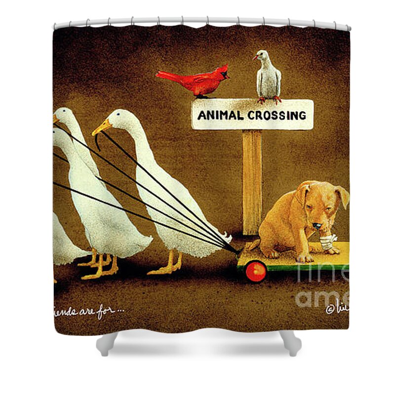 Animals Shower Curtain featuring the That's What Friends Are For... #2 by Will Bullas